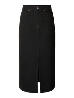 Krista-Gerda HW Denim Maxi Skirt - Black Denim