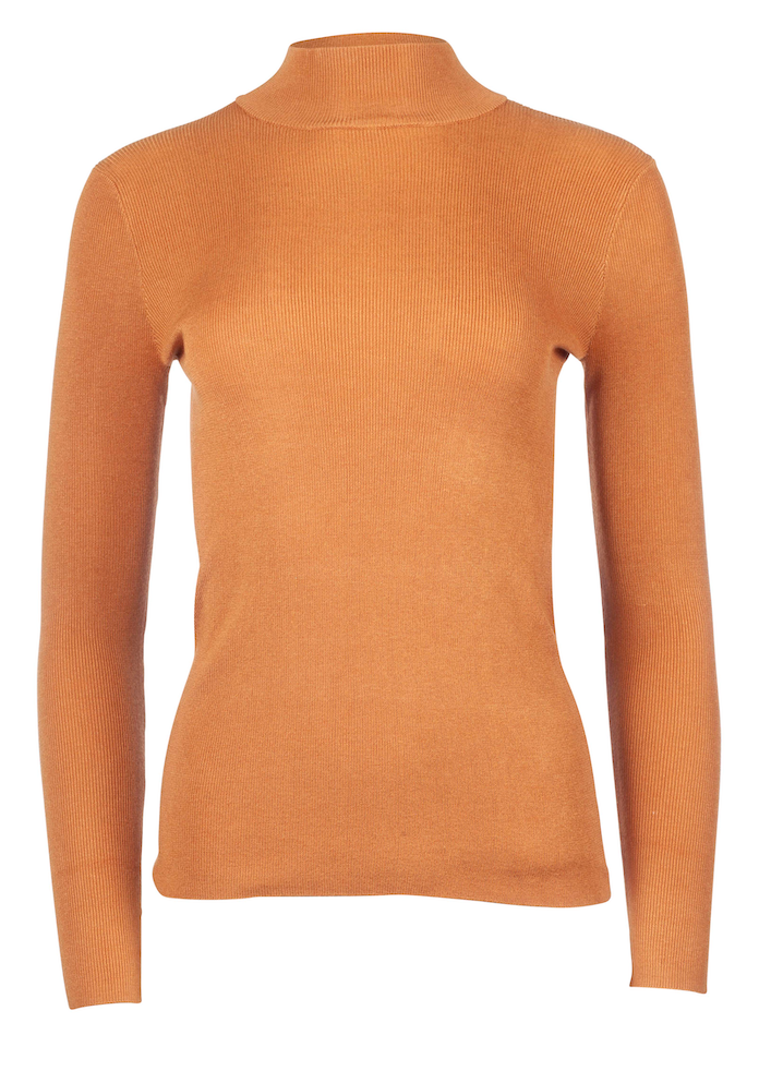 Ribbed Polo Knitted Sweater - Golden Sand - NA-KD - Gensere - VILLOID.no