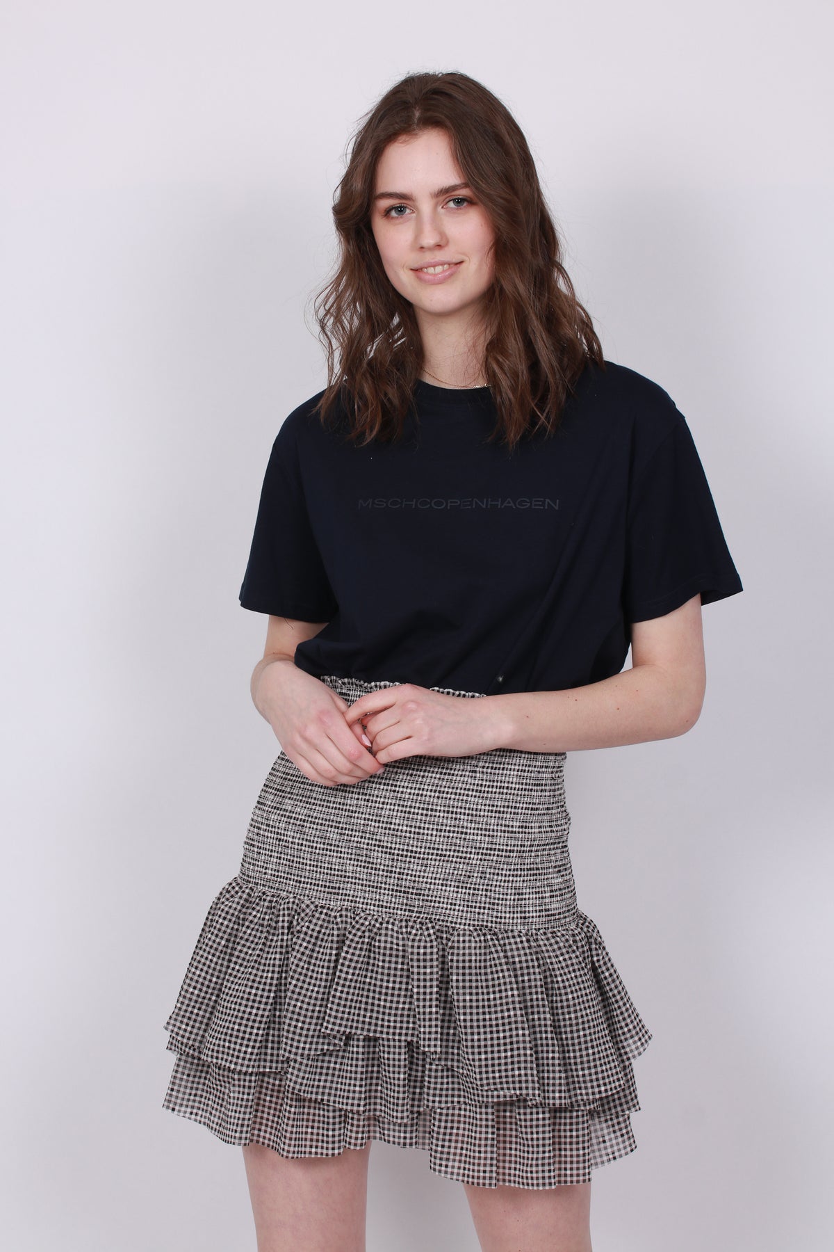 Kiely Short Skirt - Black/White Check - Designers Remix - Skjørt - VILLOID.no