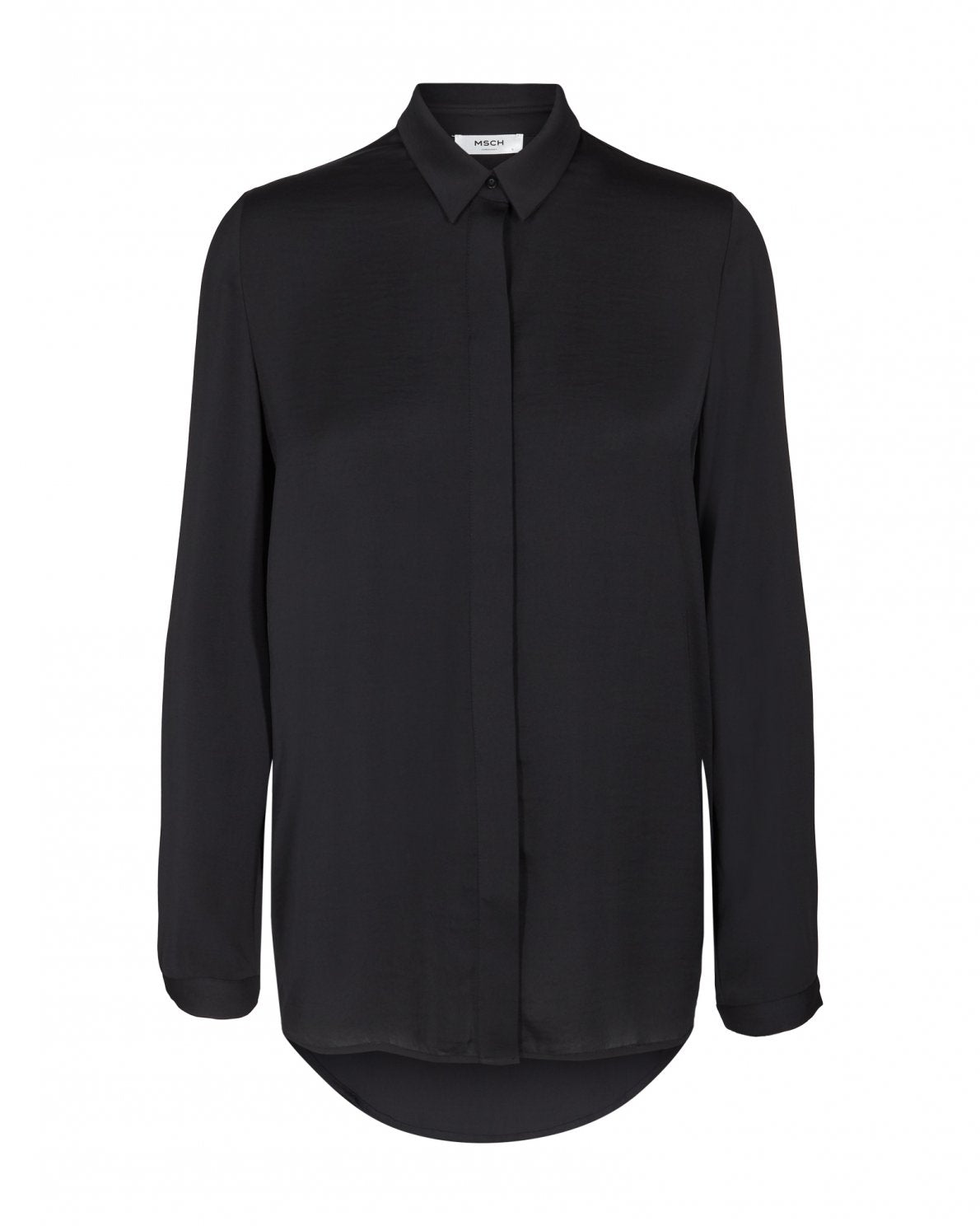 Blair Polysilk Shirt - Black - Moss Copenhagen - Bluser & Skjorter - VILLOID.no
