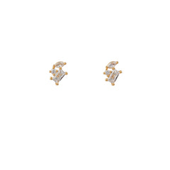 Mixed Stone Cluster Stud Earrings  - Crystal