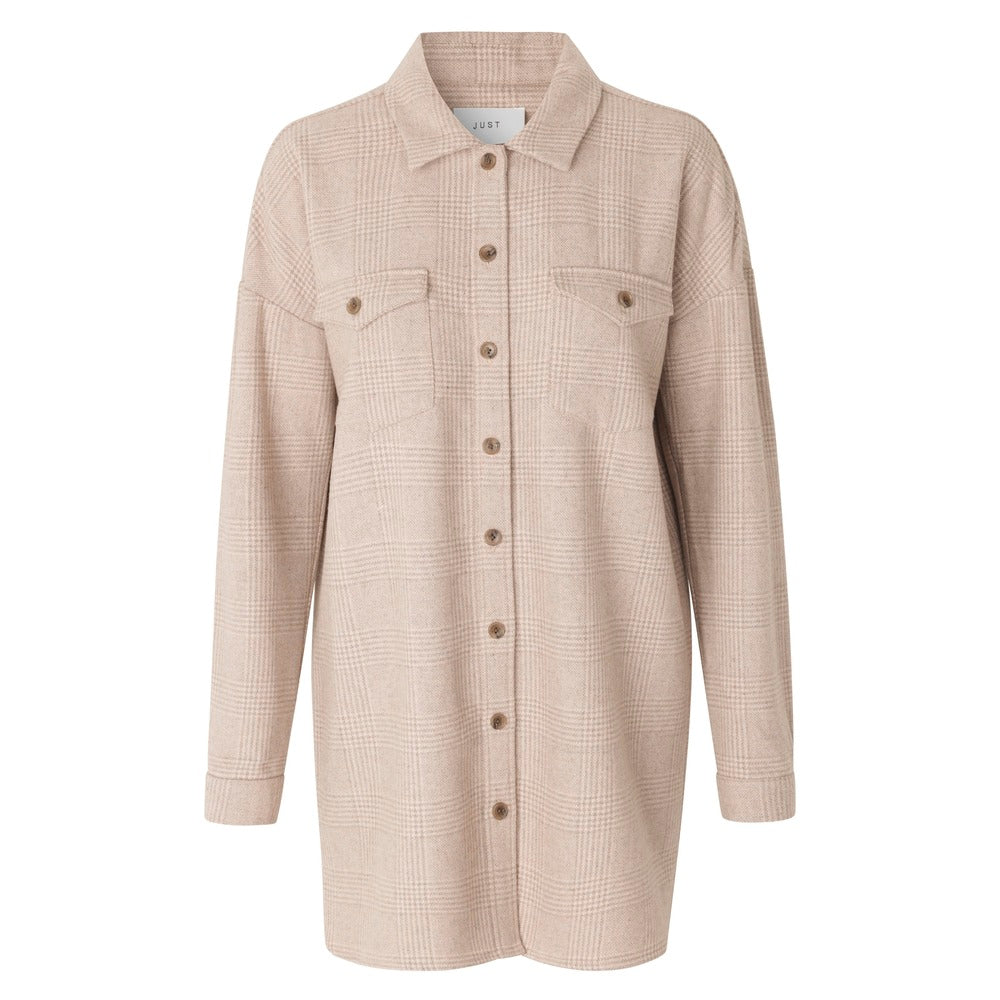 Pearl Long Shirt - Creme Check - Just Female - Bluser & Skjorter - VILLOID.no