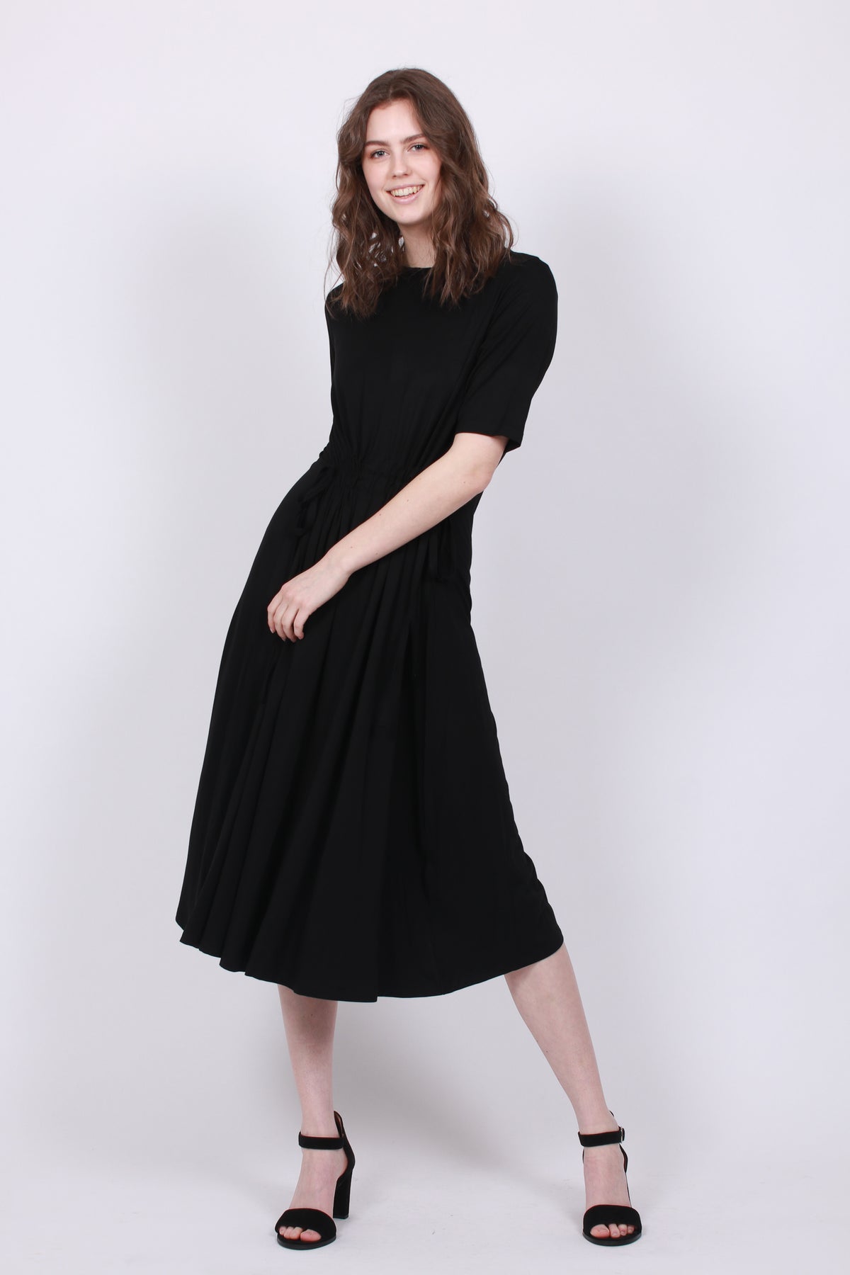 Gathered Long Knit Dress - Black - Creative Collective - Kjoler - VILLOID.no