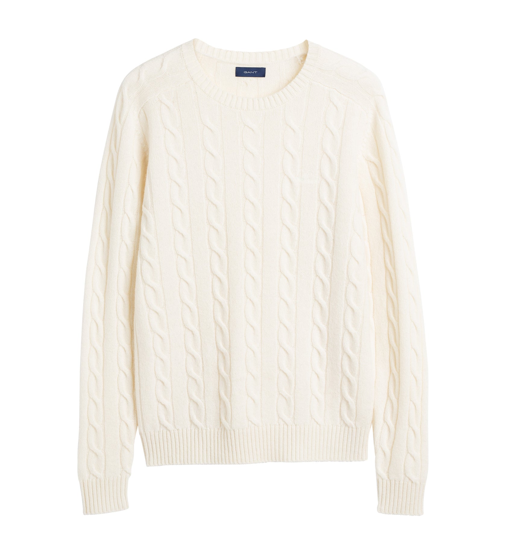 Lambswool Cable Crew - Cream - GANT - Gensere - VILLOID.no